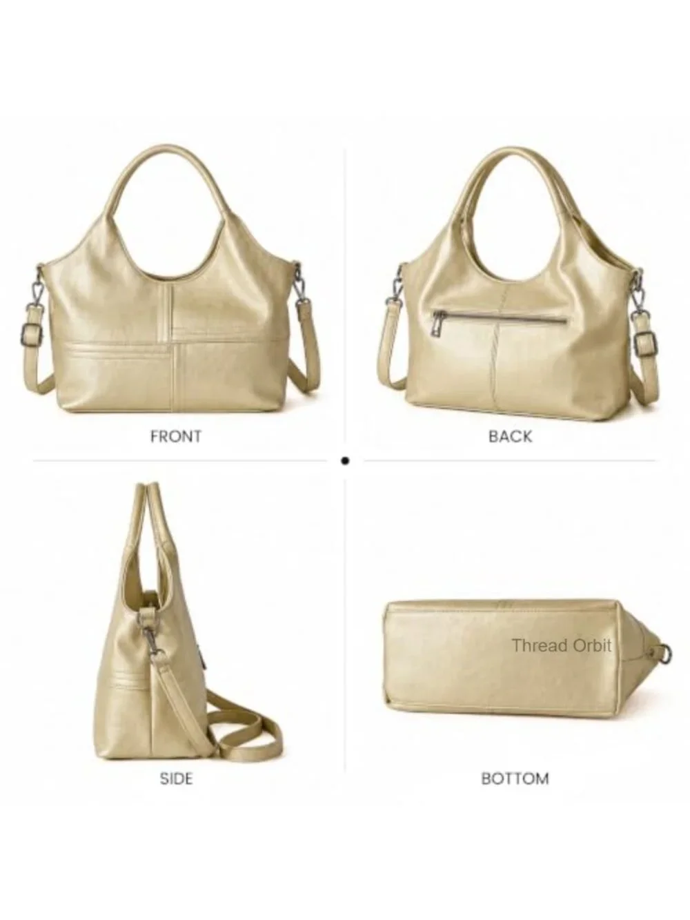 Medium Vegan Leather Tote Hobo Bag with Detachable Satchel Strap